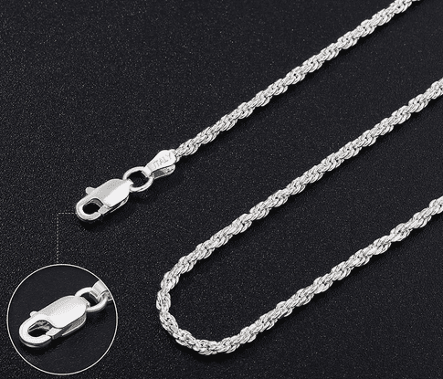 45cm Sterling Silber Rope Kette - Rhodiniert